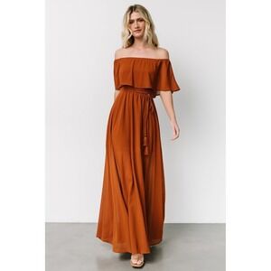 Baltic Born Victoria Off Shoulder Maxi Dress Spice Brown XS New w/ Tags